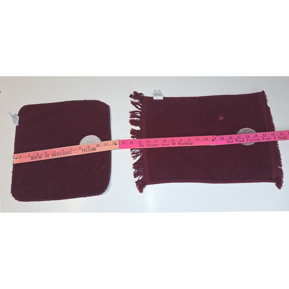Cannon Vintage Burgundy Towel Set 4pc Pink Rose Floral Applique Cotton Canada - Picture 14 of 16